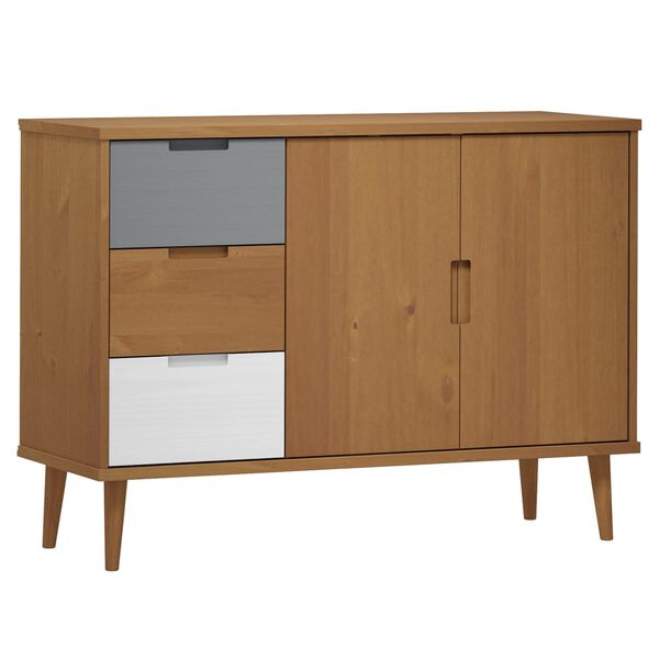 vidaXL Sideboard MOLDE Braun 113x40x80 cm Massivholz Kiefer