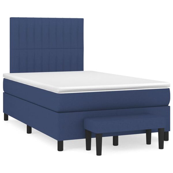vidaXL Boxspringbett mit Matratze Blau 120x200 cm Stoff