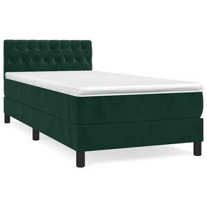 vidaXL Boxspringbett mit Matratze Dunkelgr&uuml;n 100x200 cm Samt