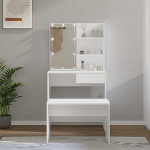 vidaXL Schminktisch-Set mit LED Wei&szlig; Holzwerkstoff