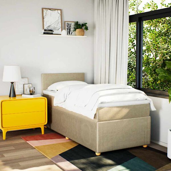 vidaXL Boxspringbett mit Matratze Creme 100x200 cm Stoff