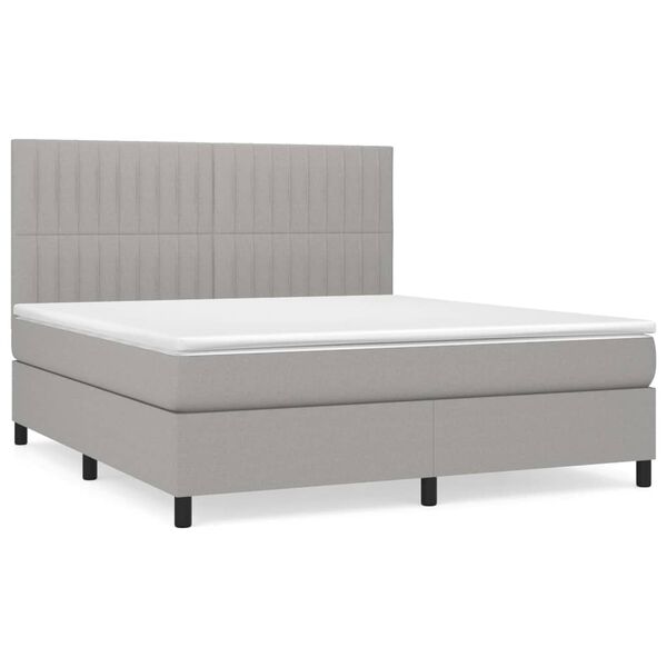 vidaXL Boxspringbett mit Matratze Hellgrau 180x200 cm Stoff