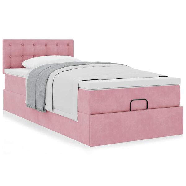vidaXL Ottoman-Bett mit Matratze Rosa 100x200 cm Samt