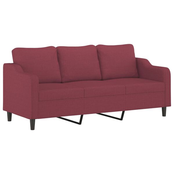 vidaXL 3-Sitzer-Sofa mit Zierkissen Weinrot 180 cm Stoff