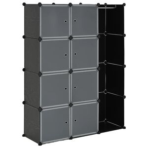 vidaXL Modularer Schrank mit 9 F&auml;chern 109x36,5x143cm Schwarz und Wei&szlig;
