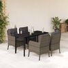 vidaXL 5-tlg. Garten-Essgruppe mit Kissen Grau Poly Rattan