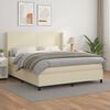 vidaXL Boxspringbett mit Matratze Creme 180x200 cm Kunstleder