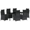 vidaXL Garten Essgruppe mit Kissen 7 pcs Schwarz Poly-Rattan