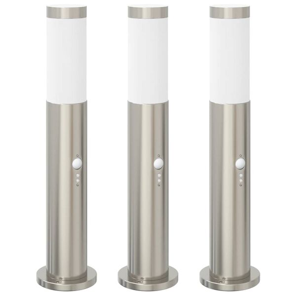 vidaXL Pollerleuchten mit Sensor 3er 50 cm Edelstahl IP44