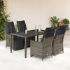 vidaXL 5-tlg. Garten-Bistro-Set mit Kissen Grau Poly Rattan