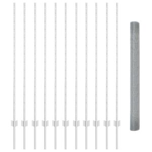 vidaXL Zaun mit Pfosten Silber