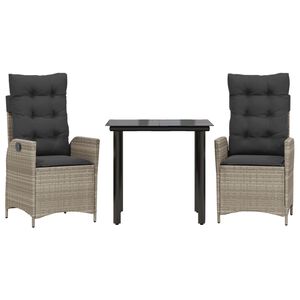 vidaXL 5-tlg. Garten-Essgruppe mit Kissen Hellgrau Poly Rattan