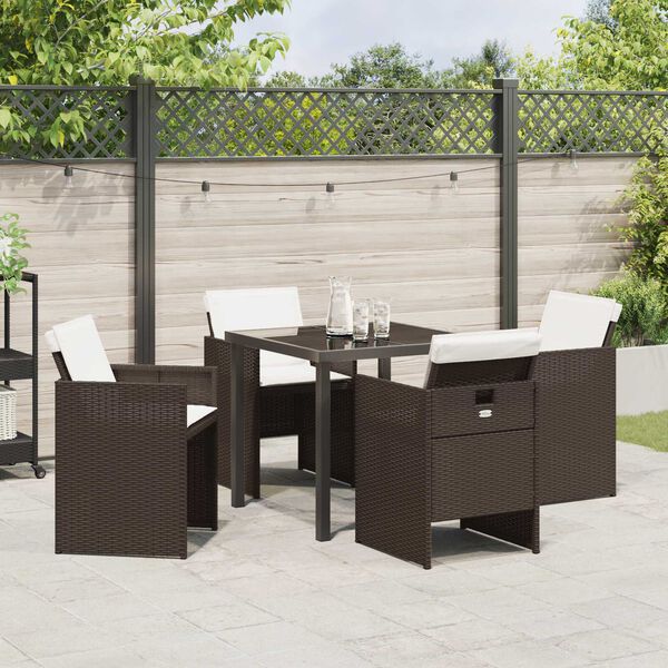 vidaXL Garten Essgruppe 5 pcs Braun Poly-Rattan