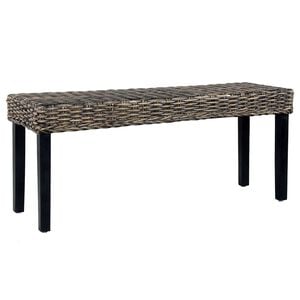 vidaXL Sitzbank 110 cm Schwarz Natur Kubu-Rattan und Massivholz Mahagoni