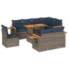 vidaXL 9-tlg. Garten-Sofagarnitur mit Kissen Grau Poly Rattan Akazie
