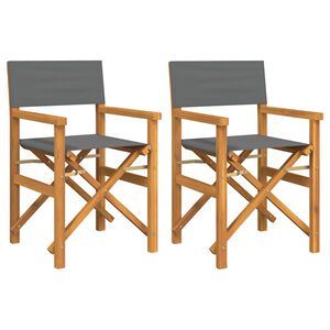 vidaXL Regiest&uuml;hle 2 Stk. Klappbar Grau Massivholz Teak