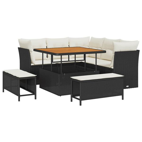 vidaXL Gartensofa-set 8 pcs Schwarz Poly-Rattan