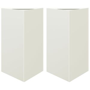 vidaXL Pflanzk&uuml;bel 2 Stk. Wei&szlig; Dreieckig 50x43x75 cm Stahl