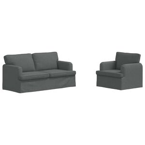 vidaXL Sofa 2 pcs Dunkelgrau 162 x 80 x 85 cm Stoff
