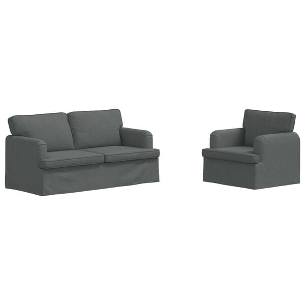vidaXL Sofa 2 pcs Dunkelgrau 162 x 80 x 85 cm Stoff