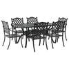 vidaXL Garten Essgruppe 7 pcs Schwarz Aluminium