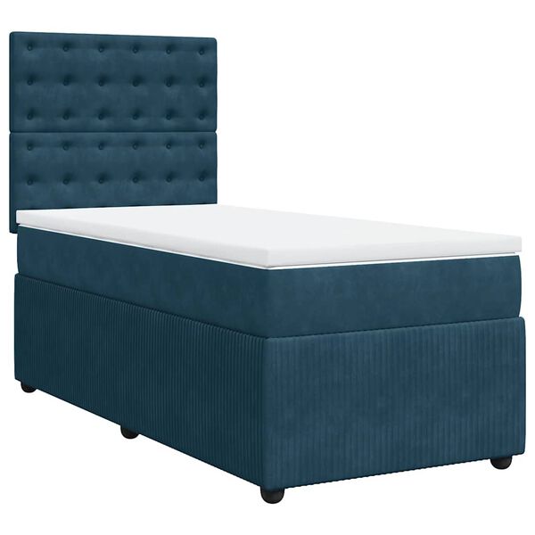 vidaXL Boxspringbett mit Matratze Blau 80x200 cm Samt