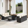 vidaXL Garten-Sofa-Set mit Kissen mit Speicher 9 pcs Schwarz und Creme