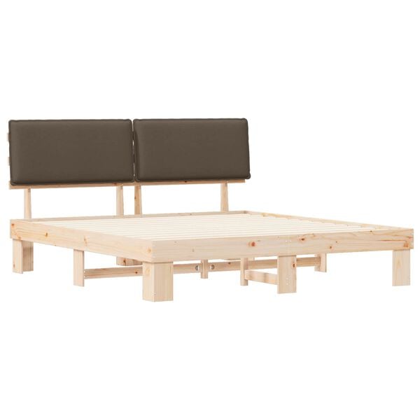 vidaXL Bettgestell mit gepolstertem Kopfteil Taupe 200 x 200 cm