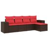 vidaXL 5-teiliges Gartensofa-Set mit Kissen, braun, Polyrattan