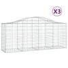 vidaXL Gabionen mit Hochbogen 3 Stk. 200x50x80/100 cm Verzinktes Eisen
