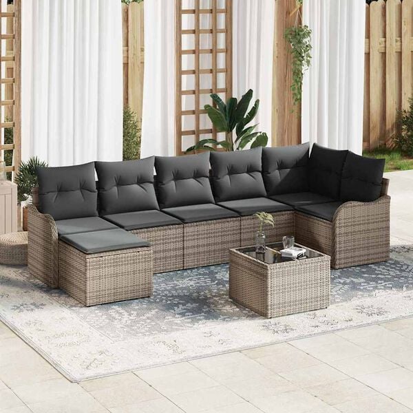 vidaXL Gartensofa-set 8 pcs Grau Poly-Rattan