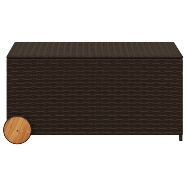 vidaXL Gartentruhe mit Rollen Braun 190L Poly Rattan