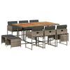 vidaXL 11-tlg. Garten-Essgruppe mit Kissen Grau Poly Rattan