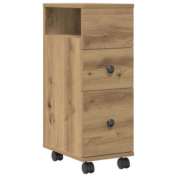 vidaXL Badschrank Schmal mit Rollen Artisan-Eiche Holzwerkstoff