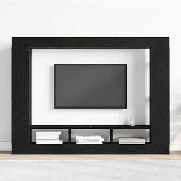 vidaXL TV-Schränk Schwarz Eichen-Optik 152 x 22 x 113 cm Holzwerkstoff