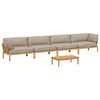 vidaXL Sofa Set mit Kissen Uni 5 pcs Taupe Massivholz Akazie