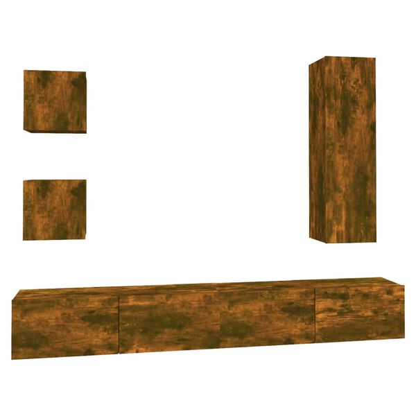 vidaXL 5-tlg. TV-Schrank-Set R&auml;uchereiche Holzwerkstoff