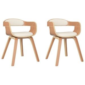 vidaXL Esszimmerst&uuml;hle 2 Stk. Creme Bugholz und Kunstleder