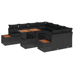 vidaXL Gartensofa-set 9 Stk. Schwarz Poly-Rattan