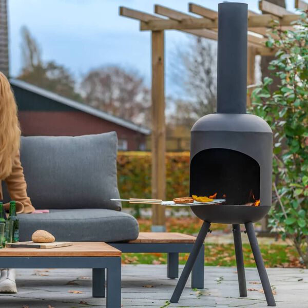RedFire Gartenkamin mit BBQ-Grill Fuego Gro&szlig; Schwarz