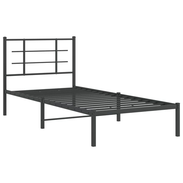 vidaXL Bettgestell mit Kopfteil Metall Schwarz 90x190 cm