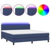 vidaXL Boxspringbett mit Matratze & LED Blau 160x200 cm Stoff