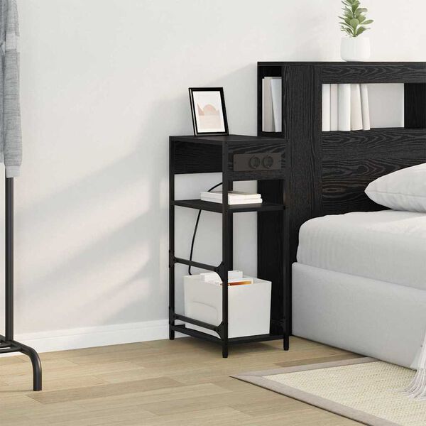 vidaXL Nachttisch Schwarz Eichen-Optik 40 x 27 x 76 cm Holzwerkstoff