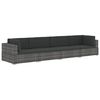 vidaXL 4-tlg. Garten-Sofagarnitur mit Auflagen Poly Rattan Grau