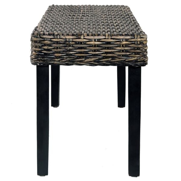 vidaXL Sitzbank 110 cm Schwarz Natur Kubu-Rattan und Massivholz Mahagoni