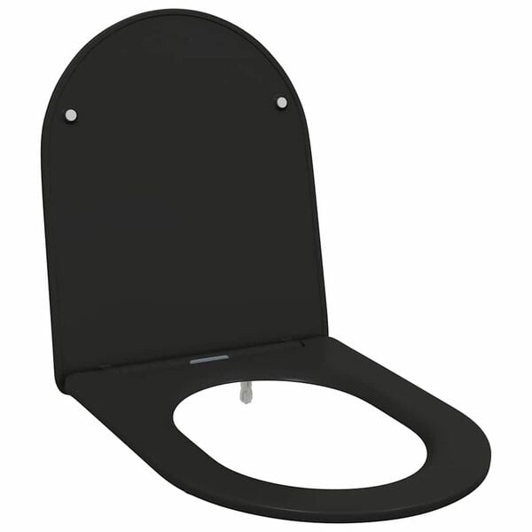 vidaXL Schnellverschluss-WC-Sitz Schwarz 44 x 36,4 x 3,4 cm Duroplast