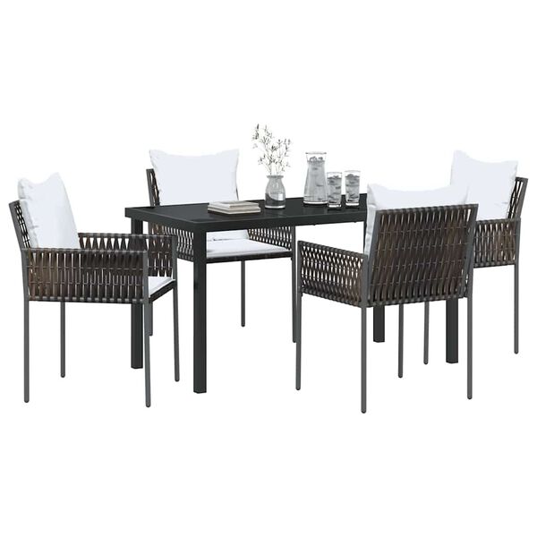 vidaXL Garten Essgruppe 5 pcs Braun und Schwarz PE-Rattan