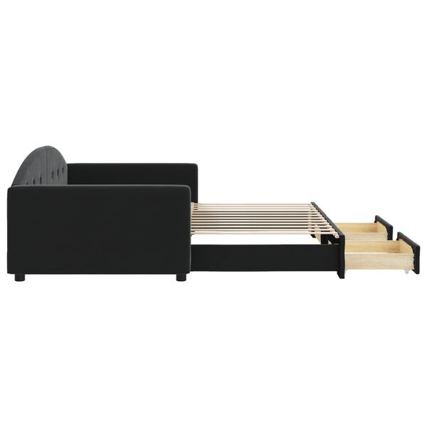 vidaXL Tagesbett Ausziehbar mit Schubladen Schwarz 100x200 cm Samt