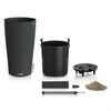 LECHUZA Pflanzgef&auml;&szlig; CILINDRO Cottage 23 ALL-IN-ONE &Oslash;23cm Granitschwarz