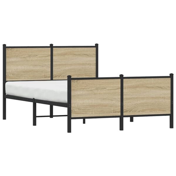 vidaXL Metallbett ohne Matratze Sonoma-Eiche 120x190 cm